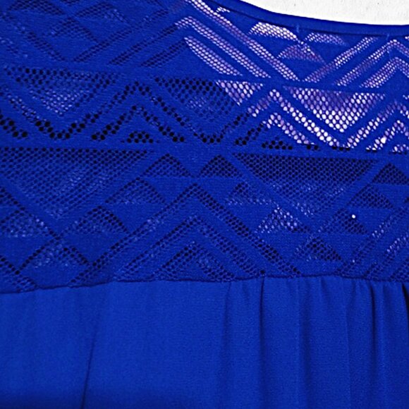 Meraki Royal Blue Hi-Lo Short Sleeve Blouse - Large - Picture 5 of 6